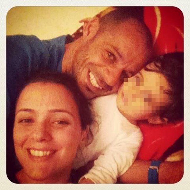 Marta Cruz e Madjer com a filha