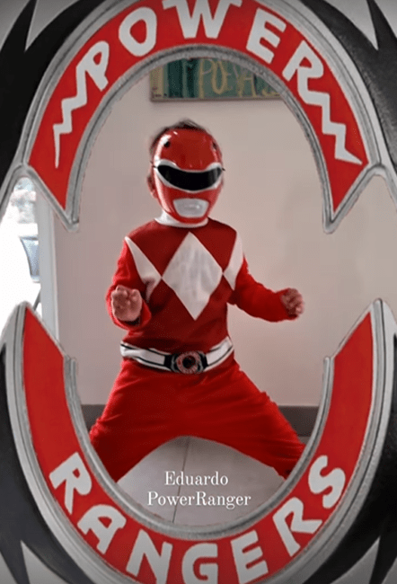 Eduardo, o filho mais novo de Carolina Patrocínio, mascarou-se de Power Ranger