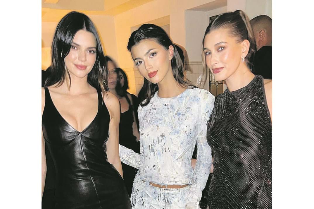 Francisca Cerqueira Gomes com duas das maiores modelos mundiais 
